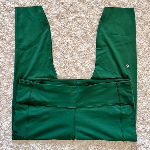 Lululemon Fast & Free Leggings High Rise Cropped 23" W/ Pockets Green Size 20 - Picture 3 of 13